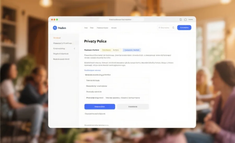 一份简洁明了的隐私政策页面截图，突出用户可控性和透明度，背景为温馨的社区氛围